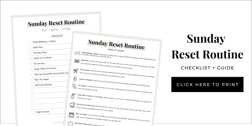 sunday reset routine printable