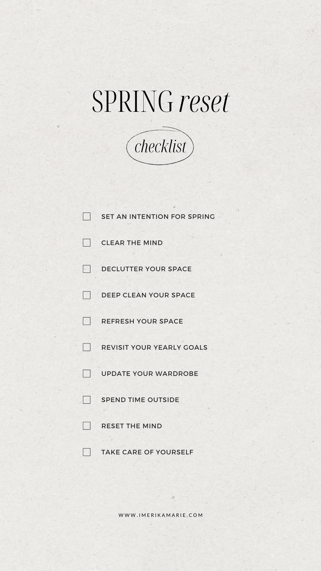 spring reset routine checklist